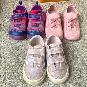 3x walker/toddler 6.5 girls shoes bundle- Vans, Tsukihoshu and knit slip ons